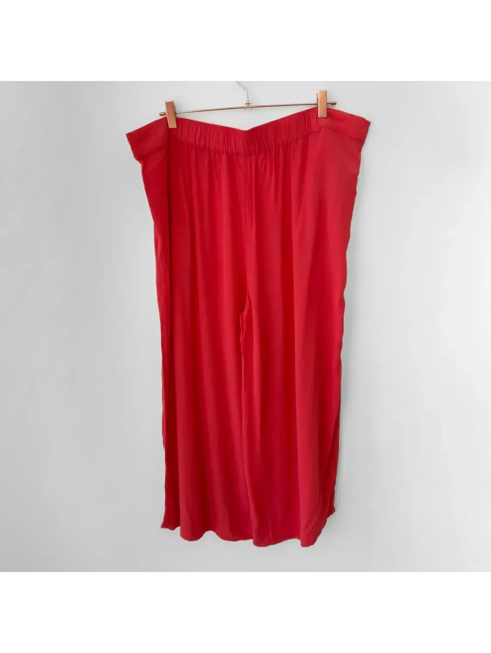 Mango Coral Pink‎ Pleated Wide Leg Pull On Pants Size 2X